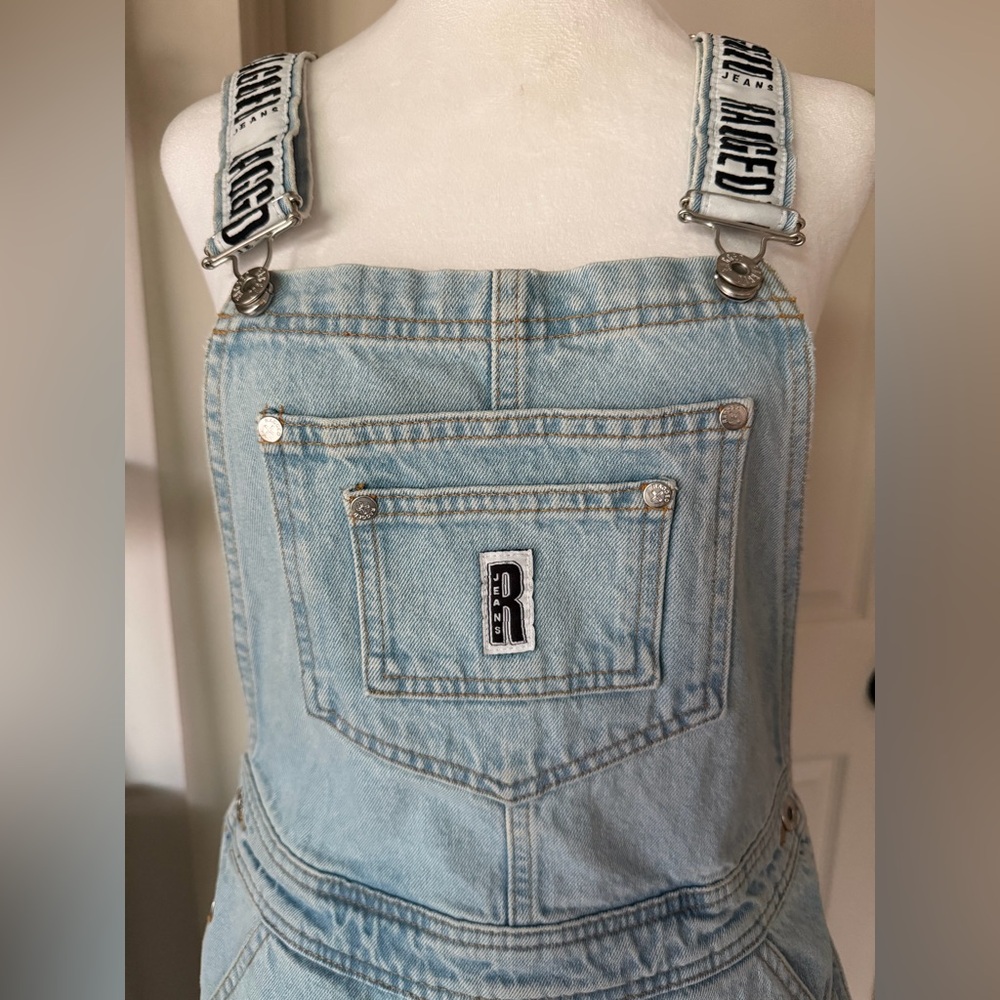 Y2K The Ragged Priest women’s Light Blue Denim overalls sz S - Picture 3 of 11